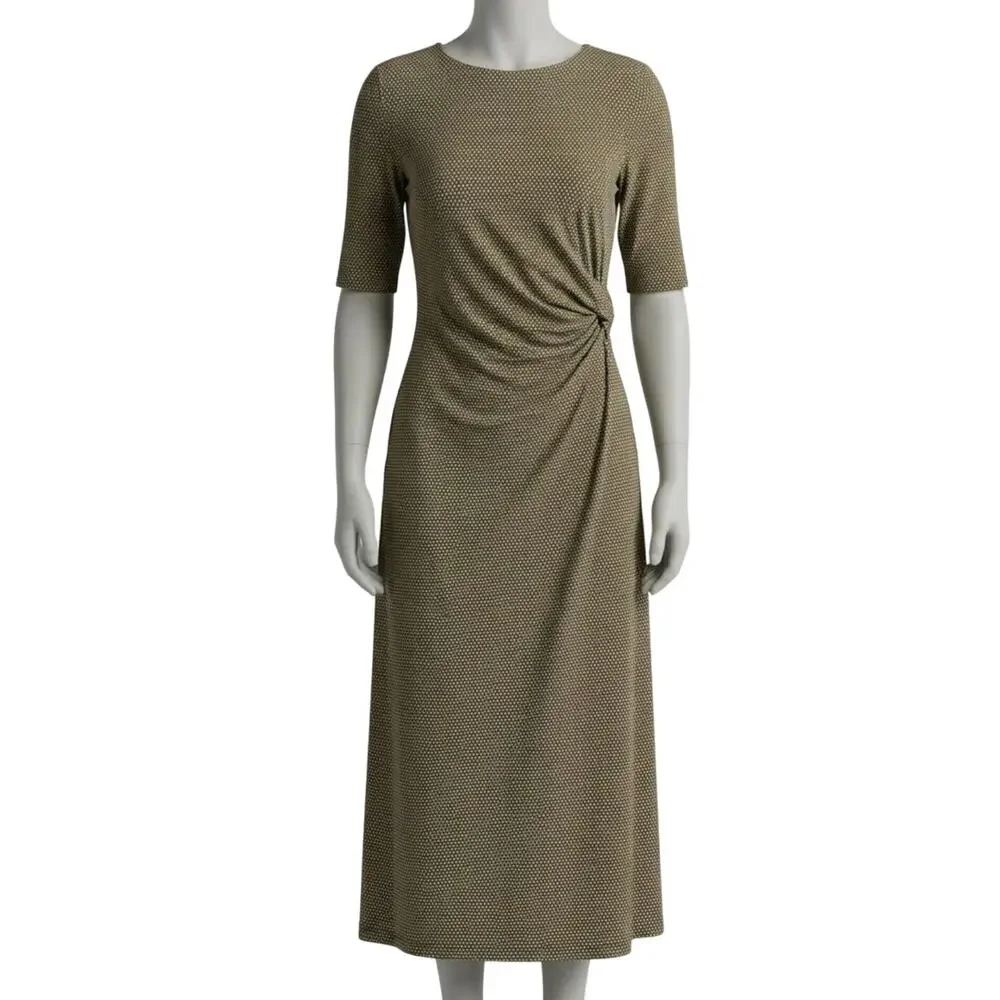 Banana Republic Midi Dress Women XS Green Pink White 3/4 Sleeve Career Feminine - Picture 1 of 9